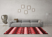 Machine Washable Abstract Red Modern Rug, wshabs1807red