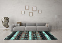 Machine Washable Abstract Light Blue Modern Rug, wshabs1807lblu