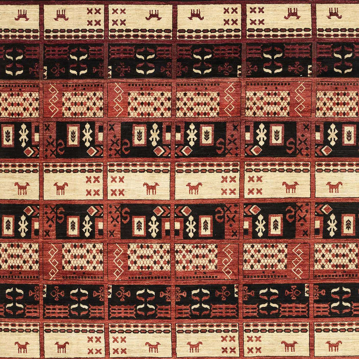 Machine Washable Abstract Red Rug, wshabs1807