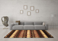 Machine Washable Abstract Brown Modern Rug, wshabs1807brn