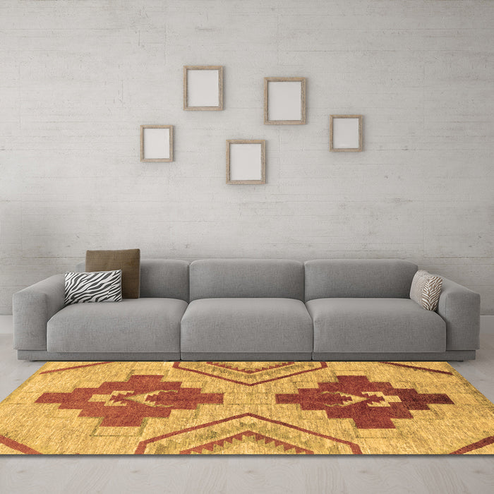 Machine Washable Abstract Brown Modern Rug in a Living Room,, wshabs1808brn
