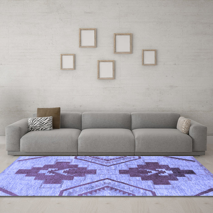 Machine Washable Abstract Blue Modern Rug in a Living Room, wshabs1808blu