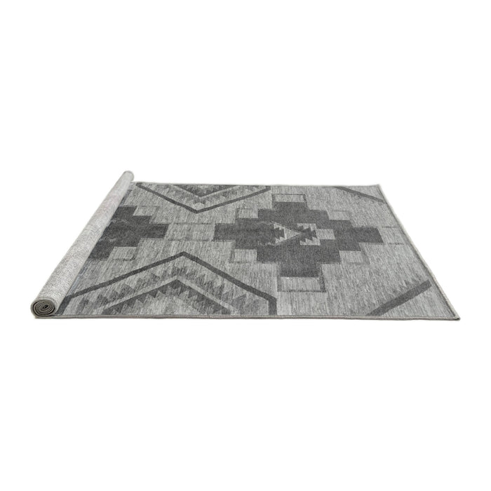 Sideview of Machine Washable Abstract Gray Modern Rug, wshabs1808gry