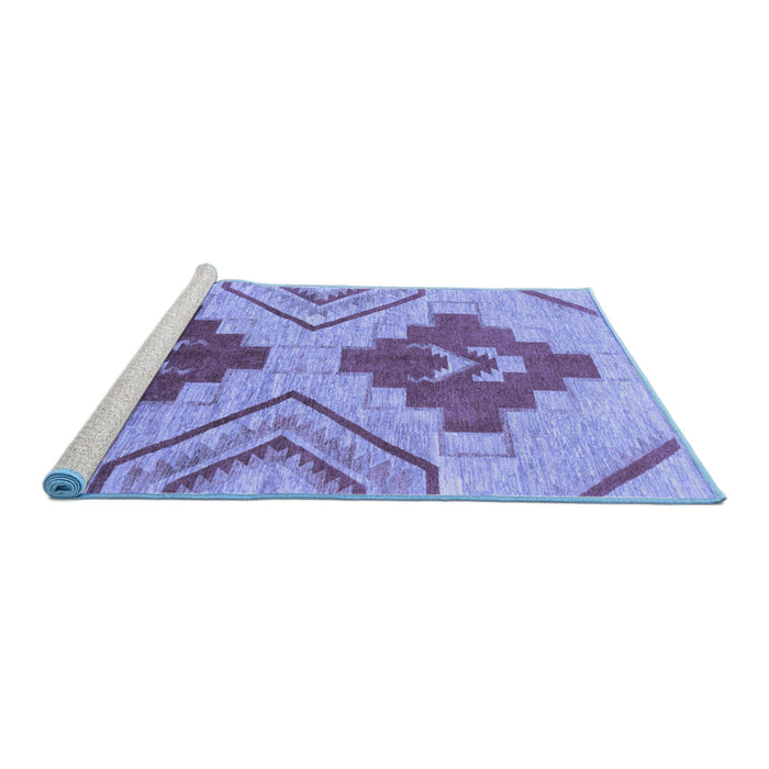 Sideview of Machine Washable Abstract Blue Modern Rug, wshabs1808blu