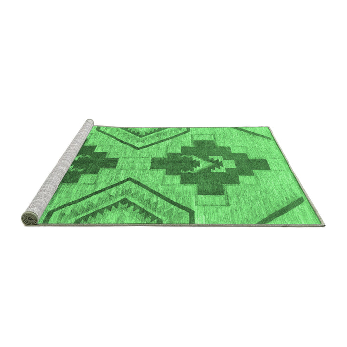 Sideview of Machine Washable Abstract Emerald Green Modern Area Rugs, wshabs1808emgrn