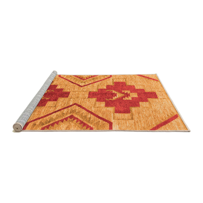 Sideview of Machine Washable Abstract Orange Modern Area Rugs, wshabs1808org