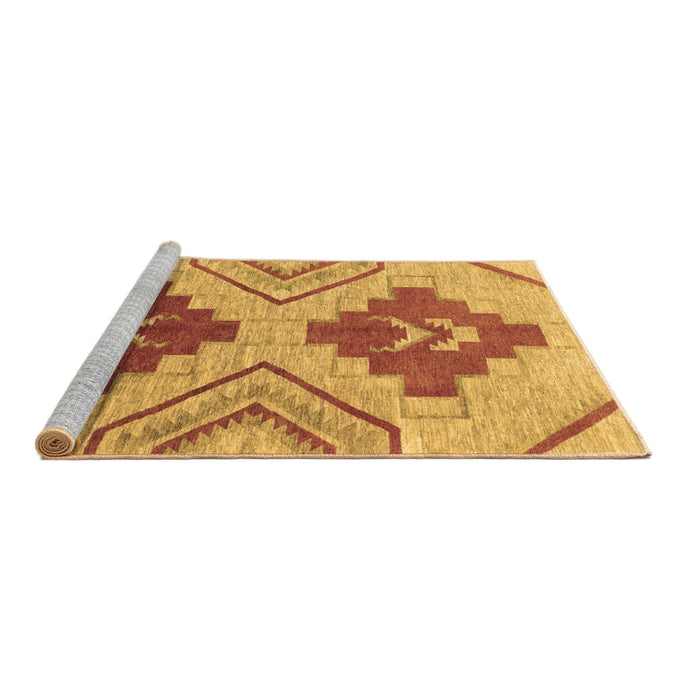 Sideview of Machine Washable Abstract Brown Modern Rug, wshabs1808brn