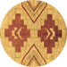 Round Abstract Brown Modern Rug, abs1808brn