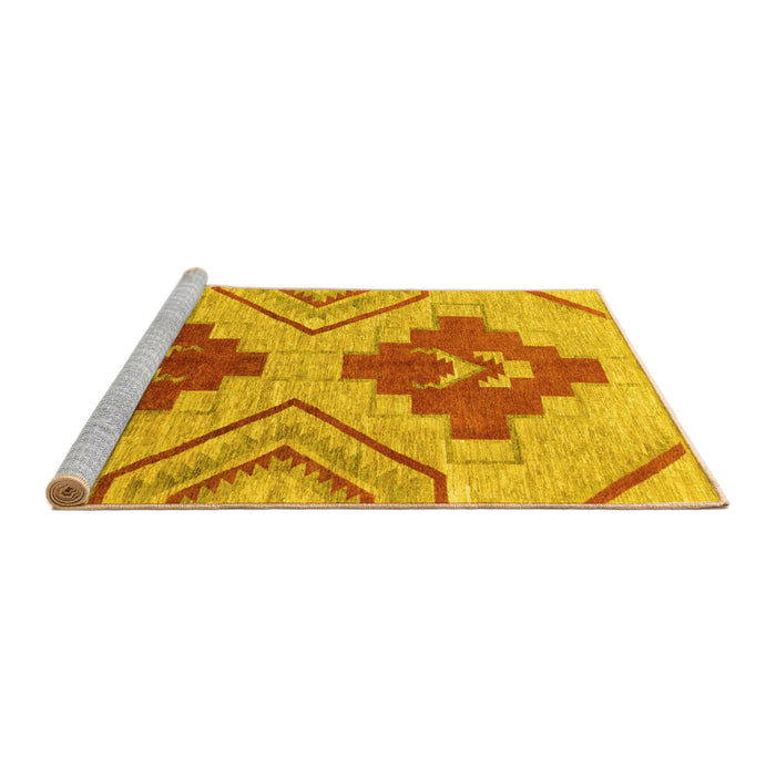 Sideview of Machine Washable Abstract Yellow Modern Rug, wshabs1808yw