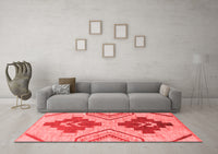 Machine Washable Abstract Red Modern Rug, wshabs1808red