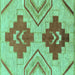 Square Abstract Turquoise Modern Rug, abs1808turq