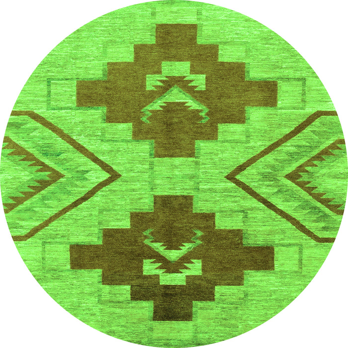 Round Abstract Green Modern Rug, abs1808grn