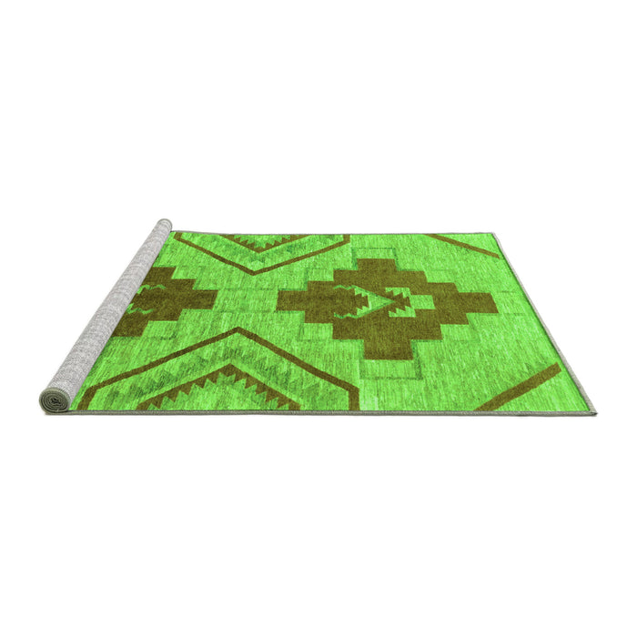 Sideview of Machine Washable Abstract Green Modern Area Rugs, wshabs1808grn