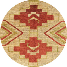 Round Abstract Orange Modern Rug, abs1808