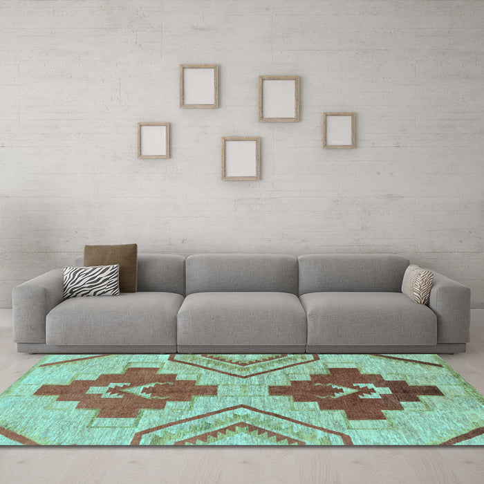Machine Washable Abstract Light Blue Modern Rug in a Living Room, wshabs1808lblu