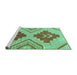 Sideview of Machine Washable Abstract Turquoise Modern Area Rugs, wshabs1808turq