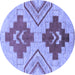 Round Abstract Blue Modern Rug, abs1808blu