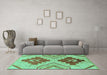 Machine Washable Abstract Turquoise Modern Area Rugs in a Living Room,, wshabs1808turq