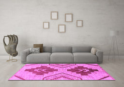 Machine Washable Abstract Purple Modern Area Rugs in a Living Room, wshabs1808pur