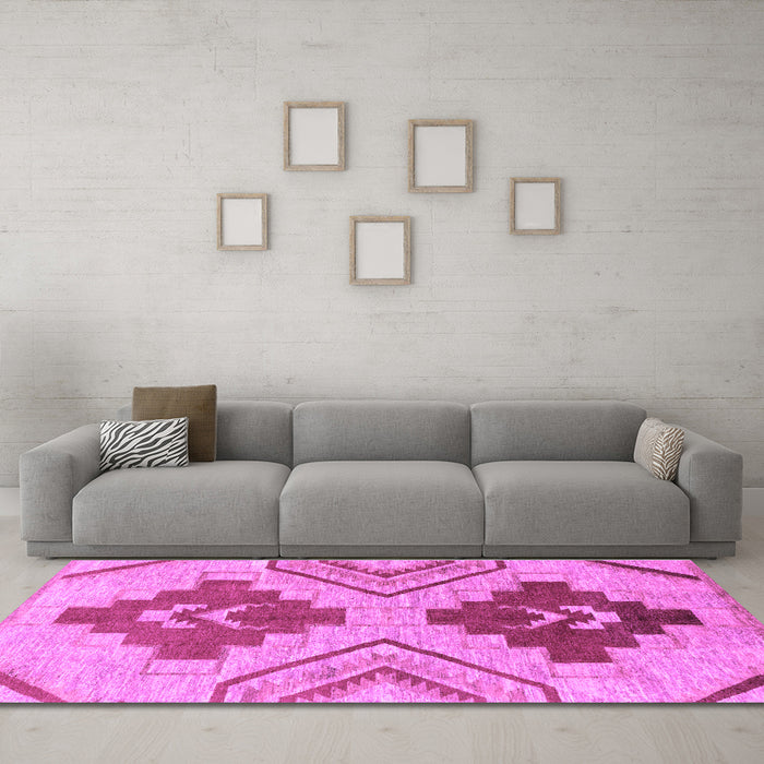 Machine Washable Abstract Purple Modern Area Rugs in a Living Room, wshabs1808pur