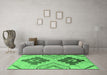 Machine Washable Abstract Emerald Green Modern Area Rugs in a Living Room,, wshabs1808emgrn