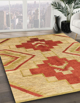 Machine Washable Abstract Orange Rug in a Family Room, wshabs1808