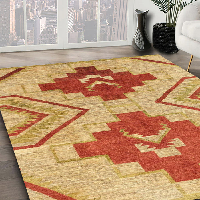 Machine Washable Abstract Orange Rug in a Family Room, wshabs1808