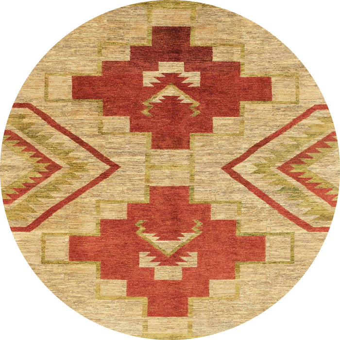 Round Machine Washable Abstract Orange Rug, wshabs1808