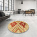 Round Abstract Orange Modern Rug in a Office, abs1808