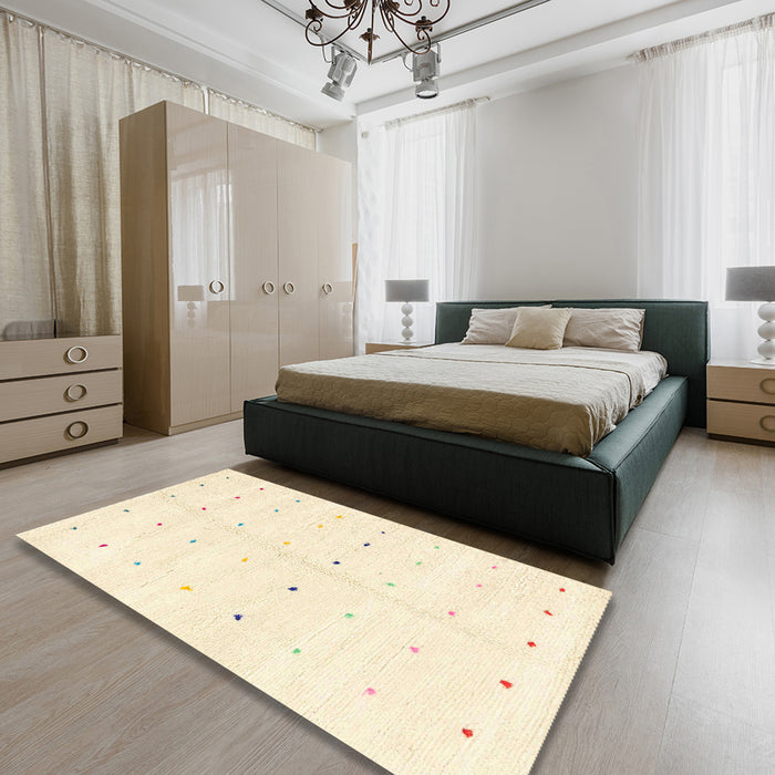 Machine Washable Abstract Gold Rug in a Bedroom, wshabs1809
