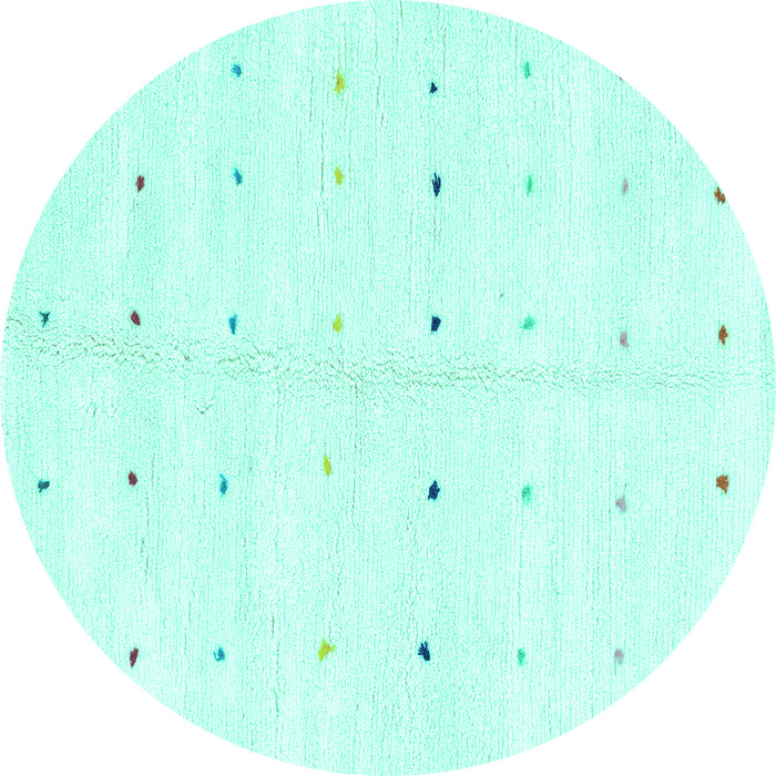 Round Solid Turquoise Modern Rug, abs1809turq