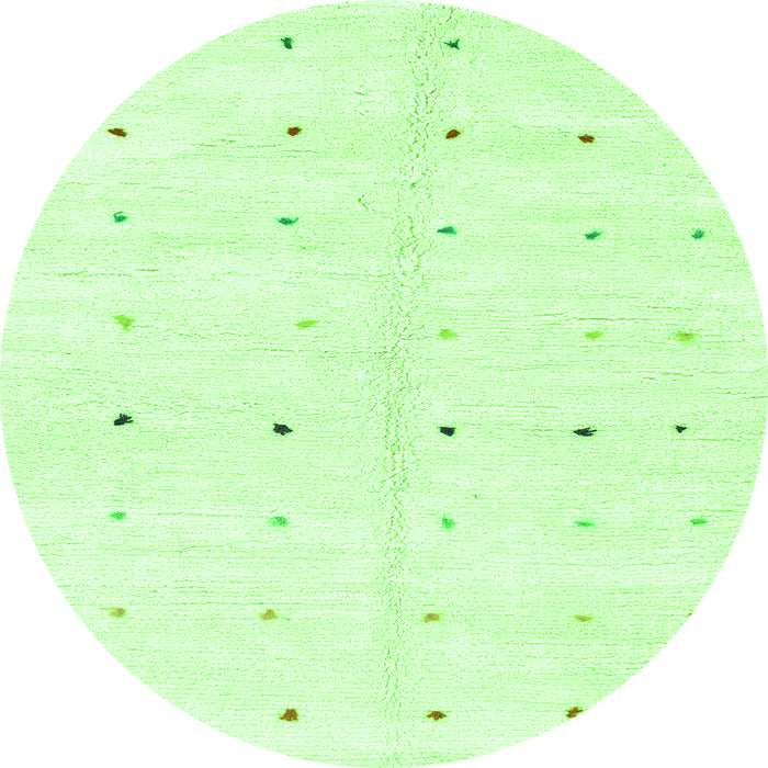 Round Machine Washable Solid Green Modern Area Rugs, wshabs1809grn