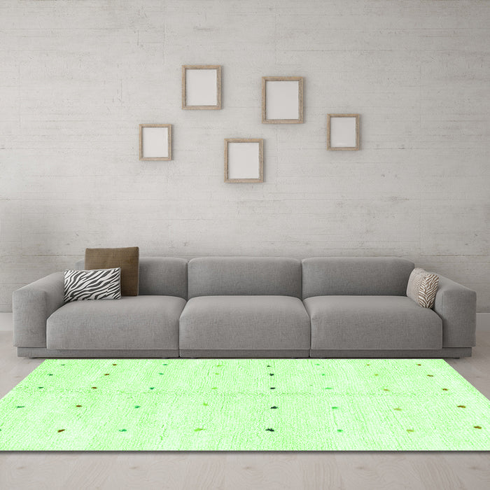 Machine Washable Solid Green Modern Area Rugs in a Living Room,, wshabs1809grn