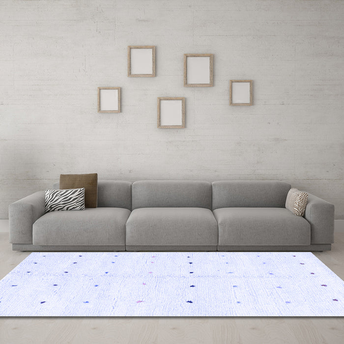 Machine Washable Solid Blue Modern Rug in a Living Room, wshabs1809blu