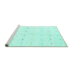 Sideview of Machine Washable Solid Turquoise Modern Area Rugs, wshabs1809turq