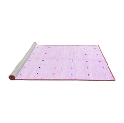 Sideview of Machine Washable Solid Purple Modern Area Rugs, wshabs1809pur