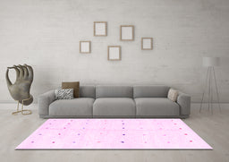 Machine Washable Solid Pink Modern Rug in a Living Room, wshabs1809pnk