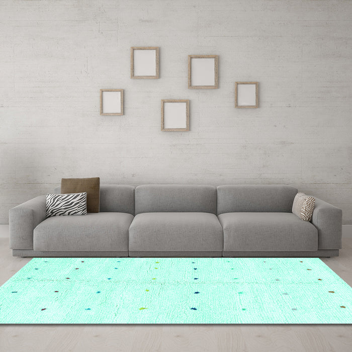Machine Washable Solid Turquoise Modern Area Rugs in a Living Room,, wshabs1809turq