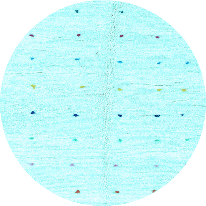 Round Machine Washable Solid Light Blue Modern Rug, wshabs1809lblu
