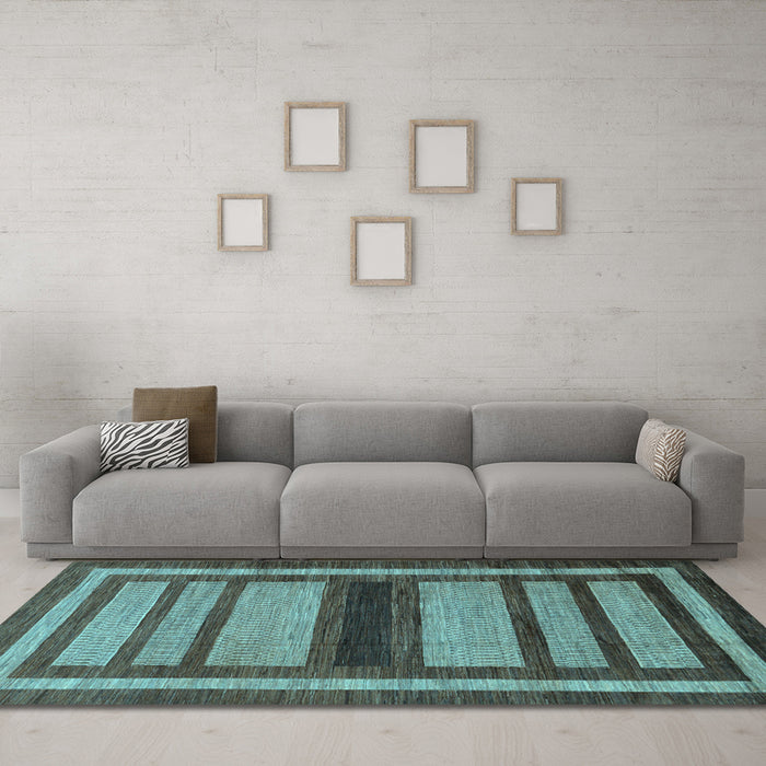 Machine Washable Abstract Light Blue Modern Rug in a Living Room, wshabs180lblu