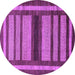 Round Machine Washable Abstract Purple Modern Area Rugs, wshabs180pur