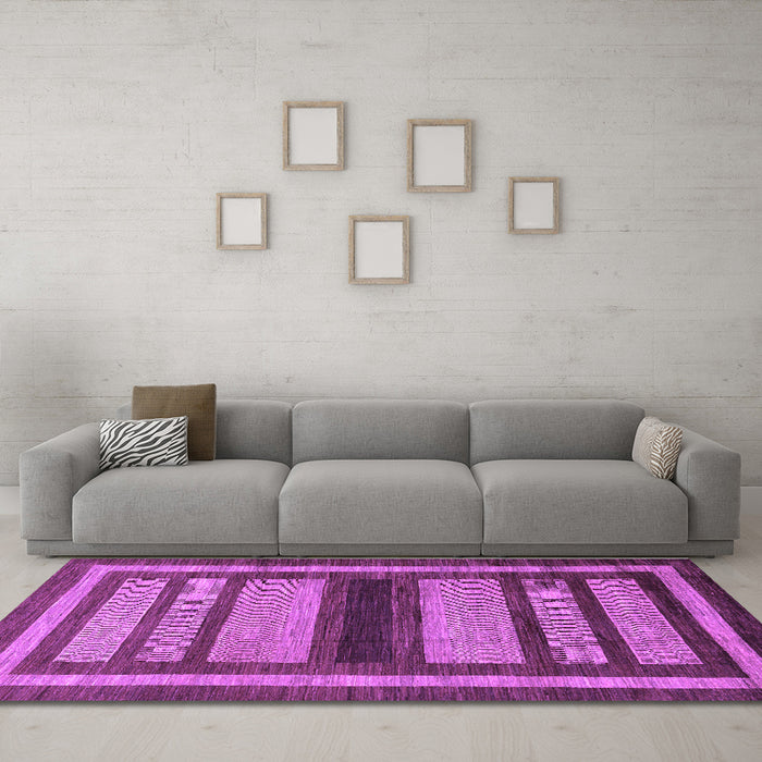 Machine Washable Abstract Purple Modern Area Rugs in a Living Room, wshabs180pur