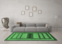 Machine Washable Abstract Emerald Green Modern Rug, wshabs180emgrn