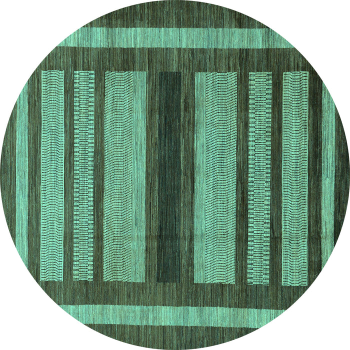 Round Abstract Turquoise Modern Rug, abs180turq