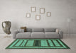 Machine Washable Abstract Turquoise Modern Area Rugs in a Living Room,, wshabs180turq