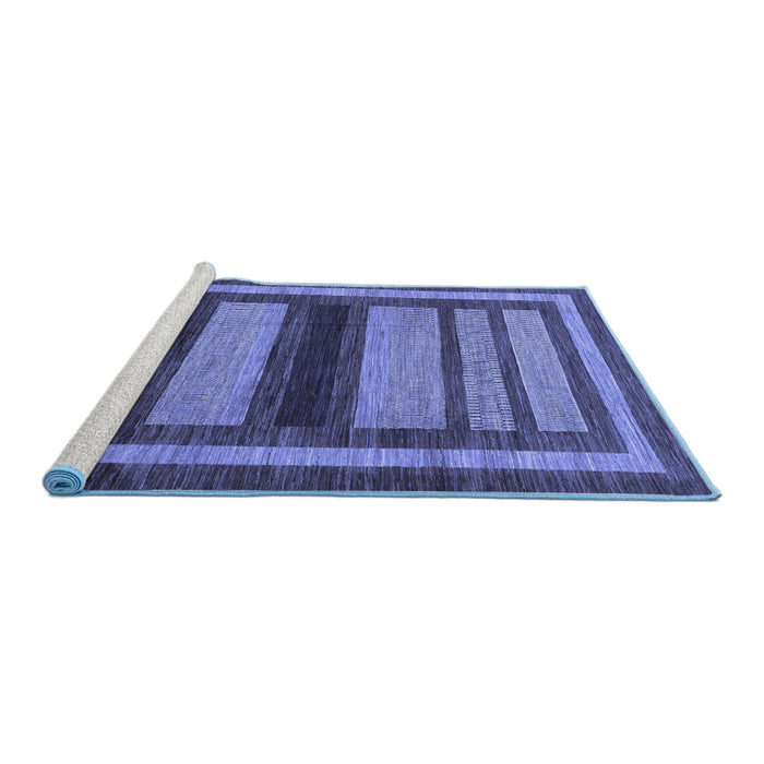 Sideview of Machine Washable Abstract Blue Modern Rug, wshabs180blu