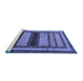 Sideview of Machine Washable Abstract Blue Modern Rug, wshabs180blu