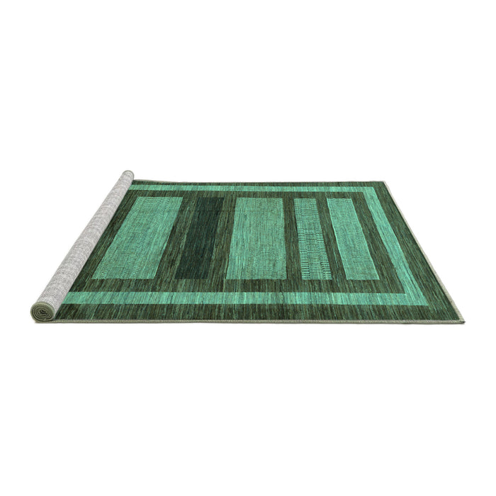 Sideview of Machine Washable Abstract Turquoise Modern Area Rugs, wshabs180turq