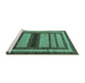 Sideview of Machine Washable Abstract Turquoise Modern Area Rugs, wshabs180turq