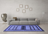 Machine Washable Abstract Blue Modern Rug, wshabs180blu